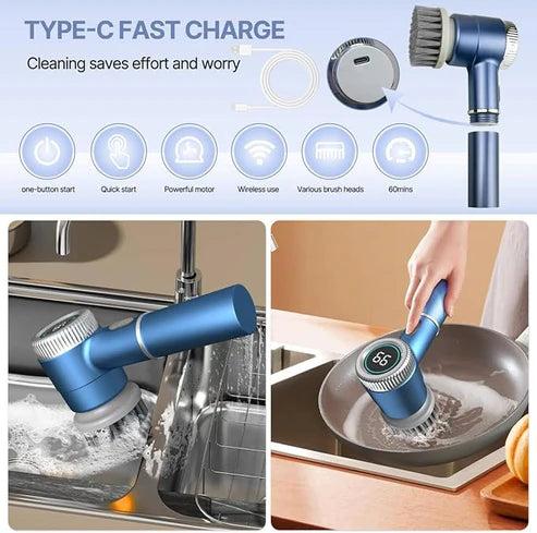 5-in-1 Rechargeable Electric Cleaning Brush β Wireless & Waterproof for Kitchen & Bathroom (UAE)