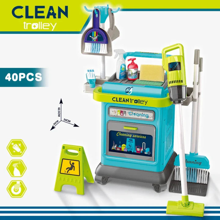40 Pcs Kids Cleaning Set for Toddlers β Pretend Play Cleaning Cart with Real Vacuum, Broom & Accessories UAE