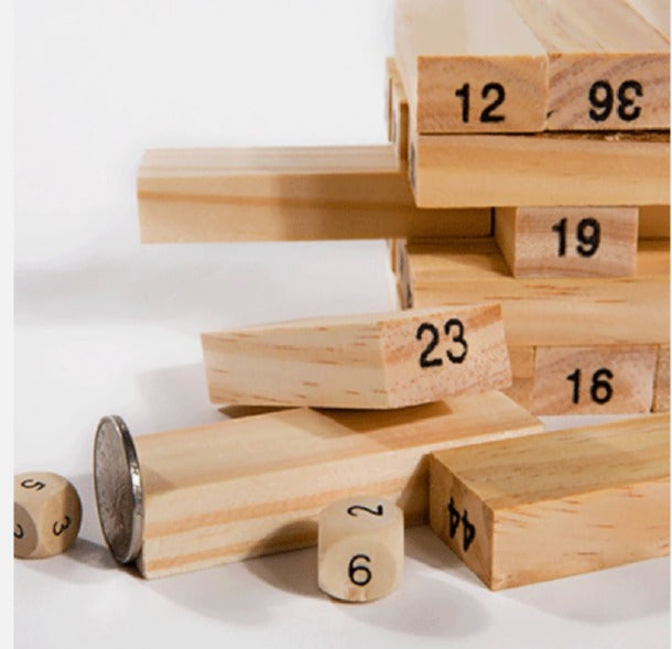 Tumbling Wooden Tower Blocks Game β 54 Piece Jenga Style Stacking Game for Kids & Family Fun UAE