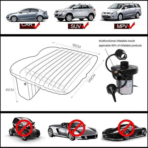 Car Back Seat Air Mattress with Pump โ Travel Bed for SUV, Sedan & Camping โ 300KG Load | Beige