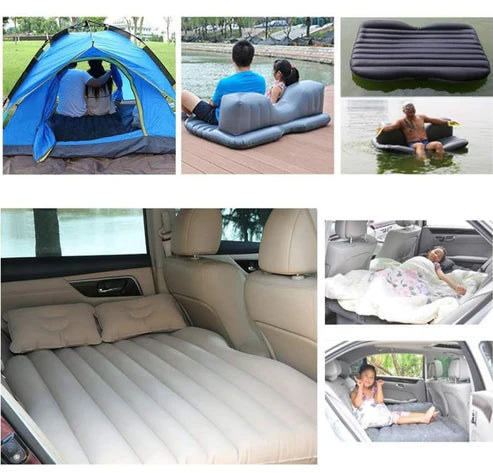 Car Back Seat Air Mattress with Pump โ Travel Bed for SUV, Sedan & Camping โ 300KG Load | Beige