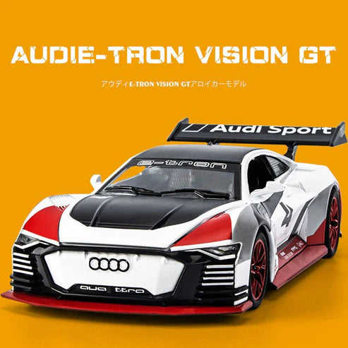 سيارة لعبة Audi e-Tron Vision GT المصبوبة - حركة سحب للخلف وتفاصيل واقعية
