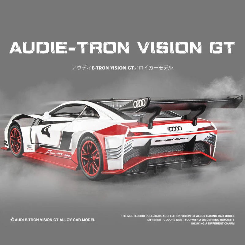 سيارة لعبة Audi e-Tron Vision GT المصبوبة - حركة سحب للخلف وتفاصيل واقعية