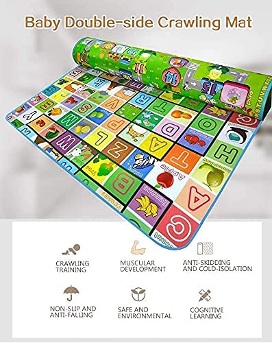 Double-Sided Baby Crawling Mat β Extra Soft, Waterproof, Foldable & Educational Play Mat for Infants & Toddlers