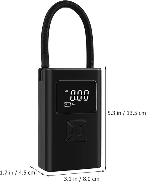 منفاخ إطارات رقمي محمول - مضخة هواء ذكية للسيارة والدراجة والكرات (شاشة LED، قابلة لإعادة الشحن عبر USB)
