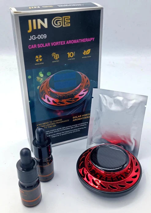 معطر جو للسيارة يعمل بالطاقة الشمسية - موزع روائح توربو وتصميم UFO للعلاج بالروائح