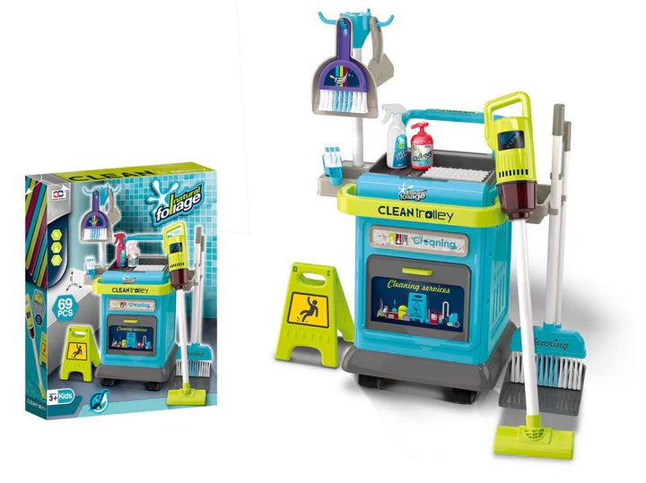 40 Pcs Kids Cleaning Set for Toddlers – Pretend Play Cleaning Cart with Real Vacuum, Broom & Accessories UAE