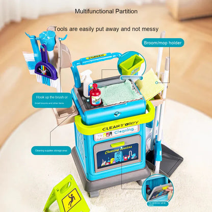40 Pcs Kids Cleaning Set for Toddlers – Pretend Play Cleaning Cart with Real Vacuum, Broom & Accessories UAE