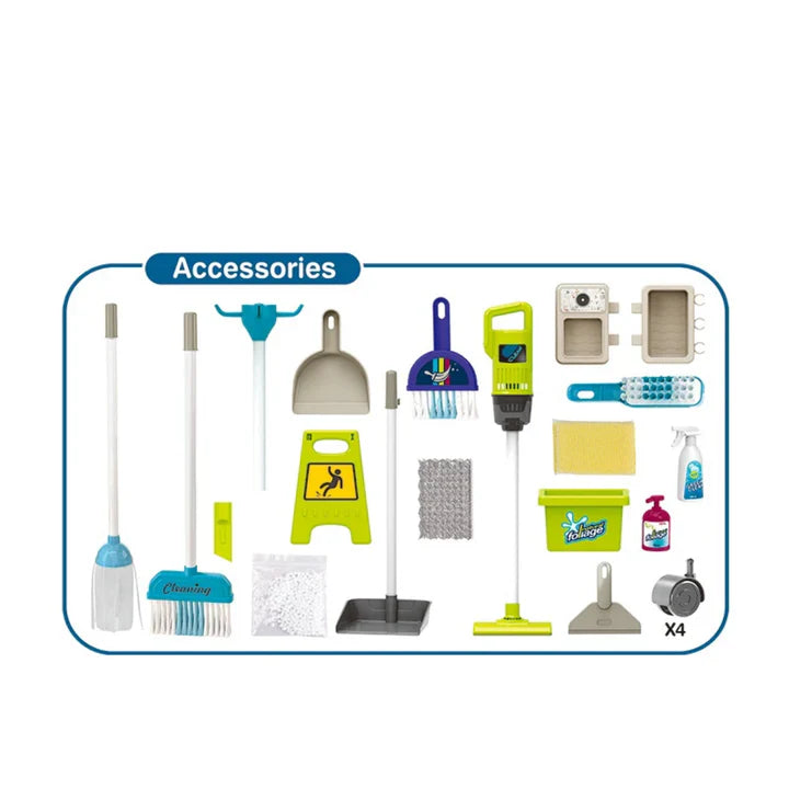 40 Pcs Kids Cleaning Set for Toddlers – Pretend Play Cleaning Cart with Real Vacuum, Broom & Accessories UAE