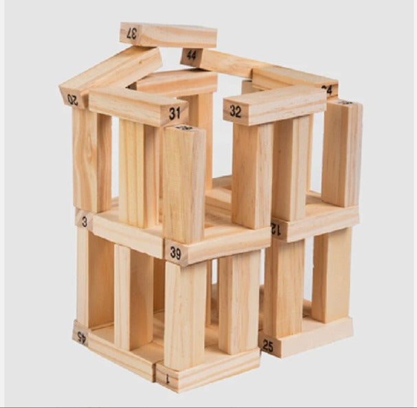 Tumbling Wooden Tower Blocks Game – 54 Piece Jenga Style Stacking Game for Kids & Family Fun UAE