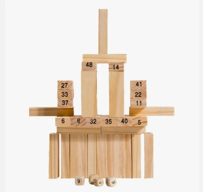 Tumbling Wooden Tower Blocks Game – 54 Piece Jenga Style Stacking Game for Kids & Family Fun UAE