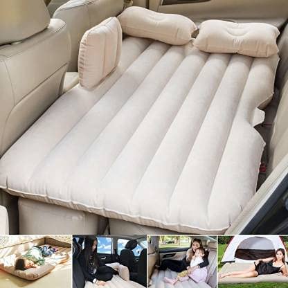 Car Back Seat Air Mattress with Pump – Travel Bed for SUV, Sedan & Camping – 300KG Load | Beige