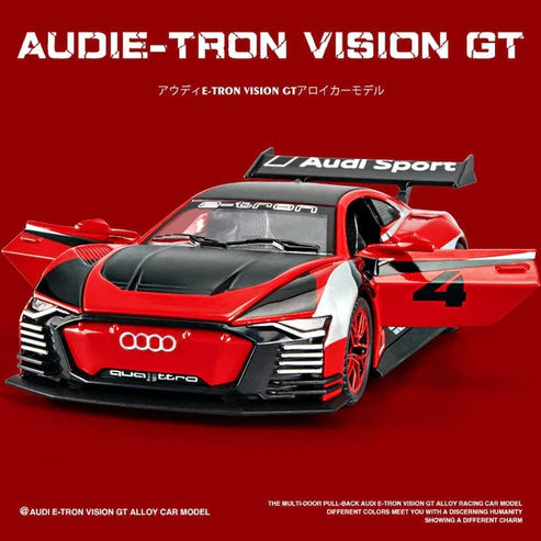 سيارة لعبة Audi e-Tron Vision GT المصبوبة - حركة سحب للخلف وتفاصيل واقعية