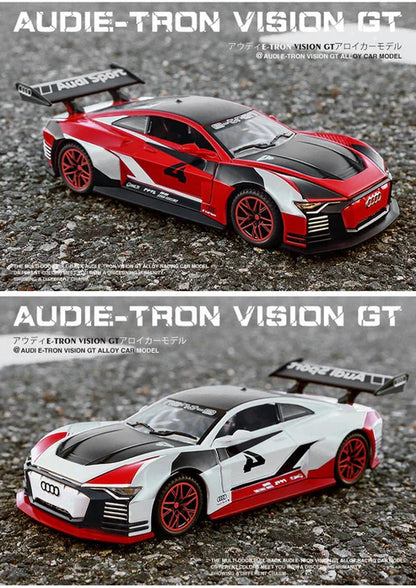 سيارة لعبة Audi e-Tron Vision GT المصبوبة - حركة سحب للخلف وتفاصيل واقعية