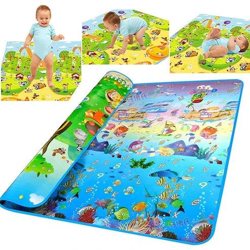 Double-Sided Baby Crawling Mat – Extra Soft, Waterproof, Foldable & Educational Play Mat for Infants & Toddlers