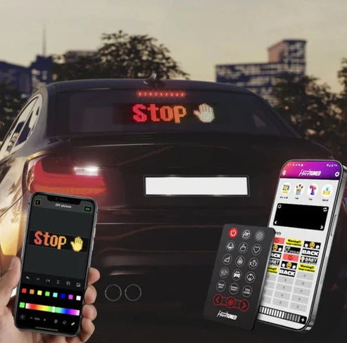 شاشة عرض LED للسيارة - لوحة إعلانات بلوتوث مخصصة | تعمل بمنفذ USB، مقاومة للماء، ويمكن التحكم بها عبر تطبيق
