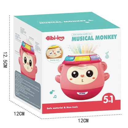 Musical Monkey Baby Tumbler Toy – 5-in-1 Light & Sound Wobble Toy for Toddlers (Non-Toxic, Safe & Fun)
