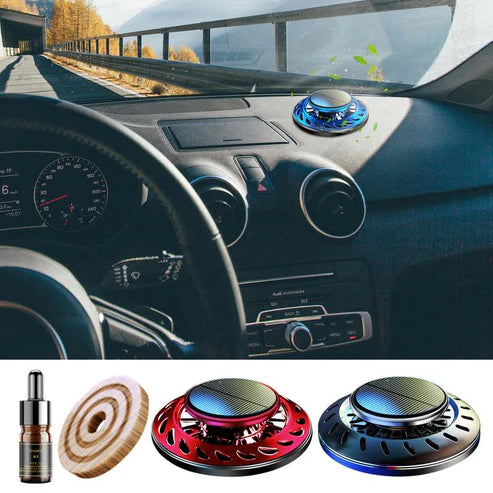 معطر جو للسيارة يعمل بالطاقة الشمسية - موزع روائح توربو وتصميم UFO للعلاج بالروائح